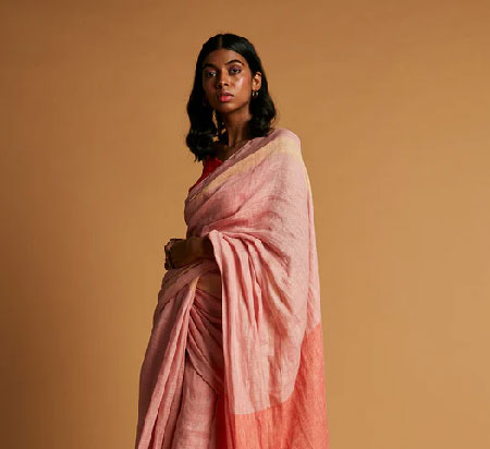 Vaamsi Pink Printed Cotton Blend Saree