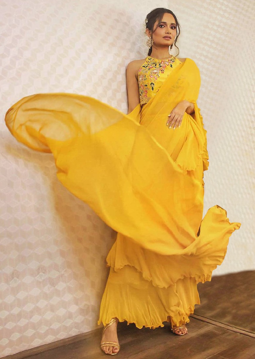 Amoha Trendz Women Yellow Pack of 1 Readymade Saree
