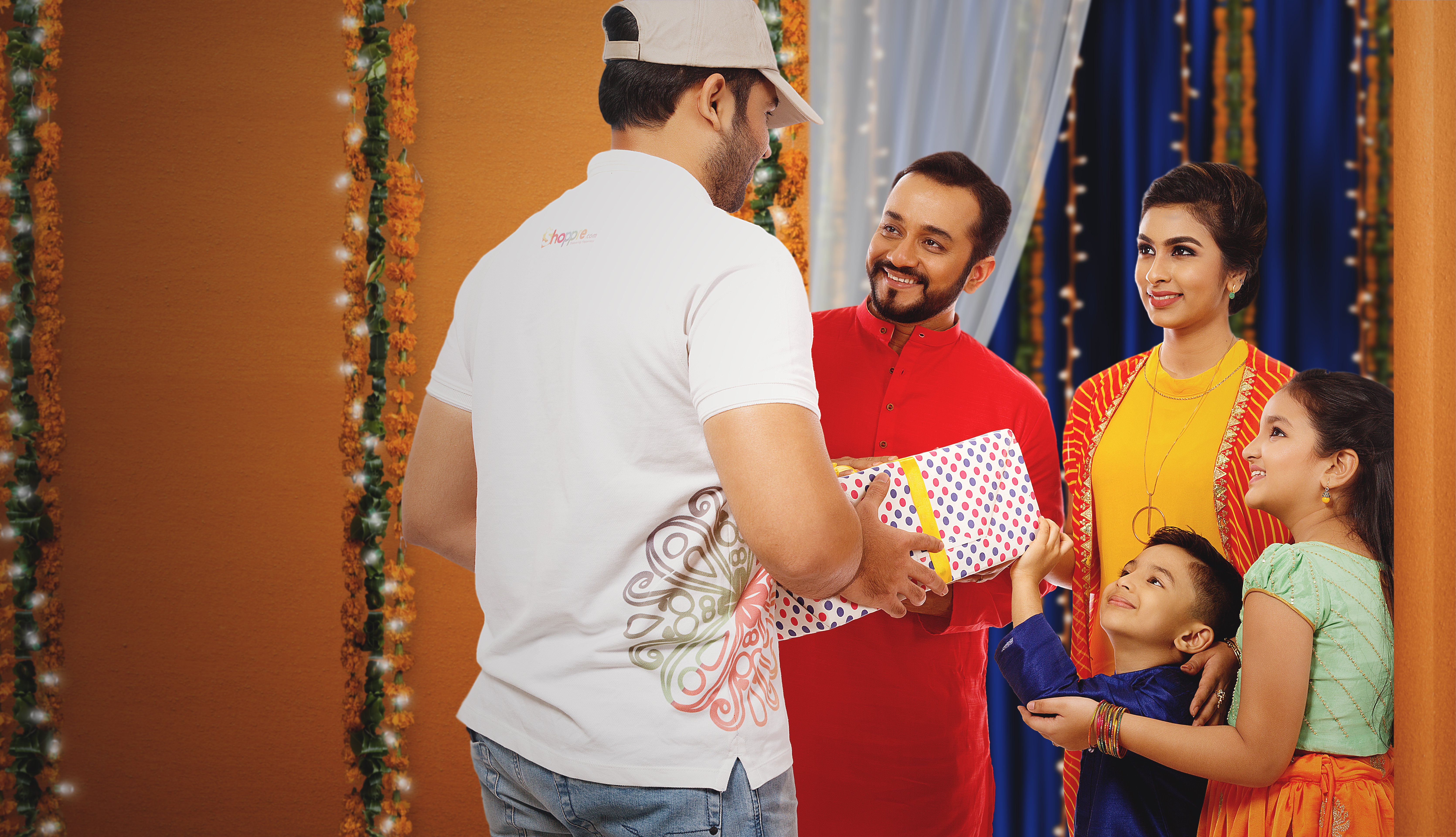 A Shoppre delivery arriving for a family celebrating Diwali